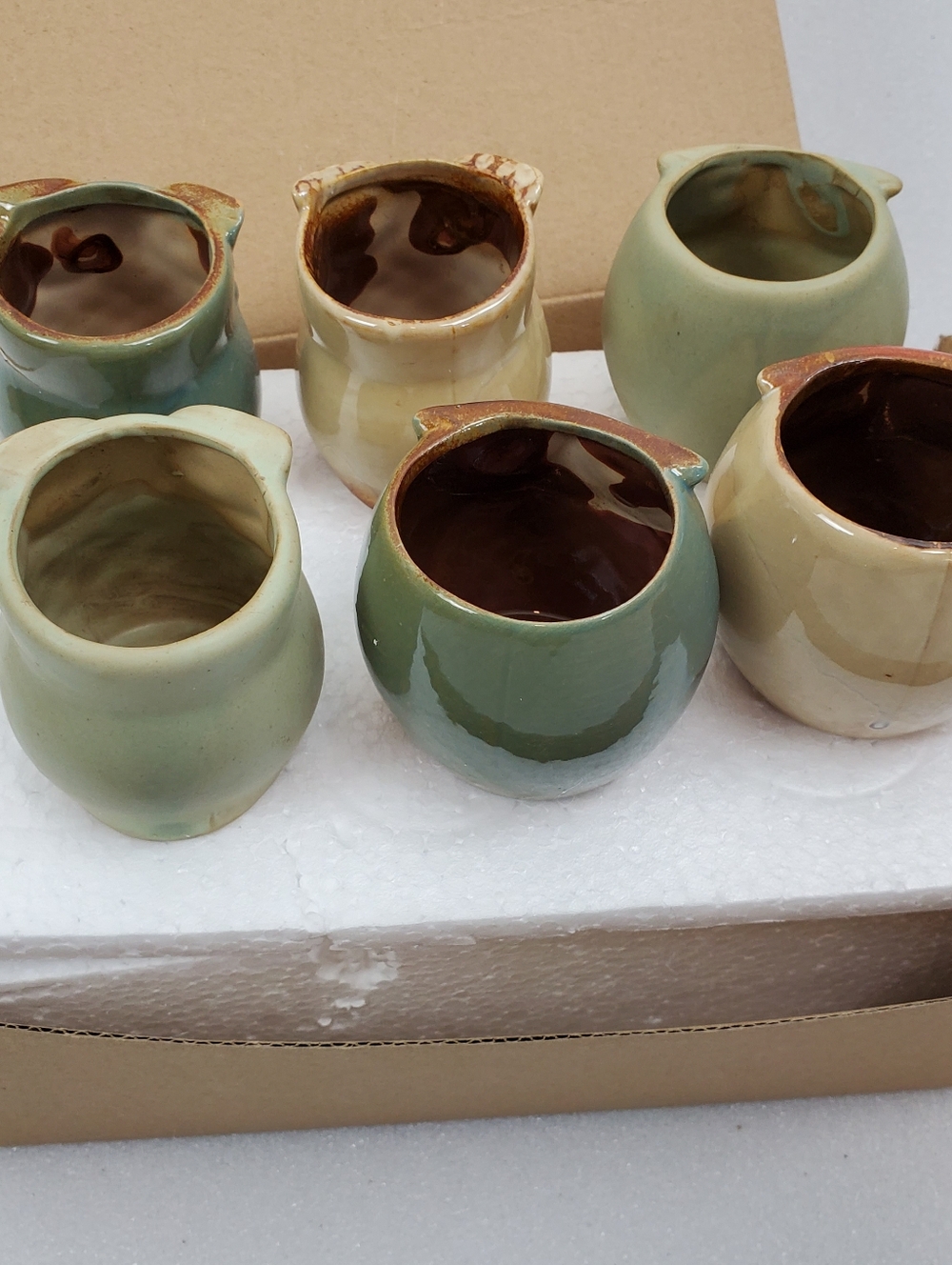 Luckego NIB 6 ceramic owl plant pots containers 2-1/4" high - Picture 6 of 7